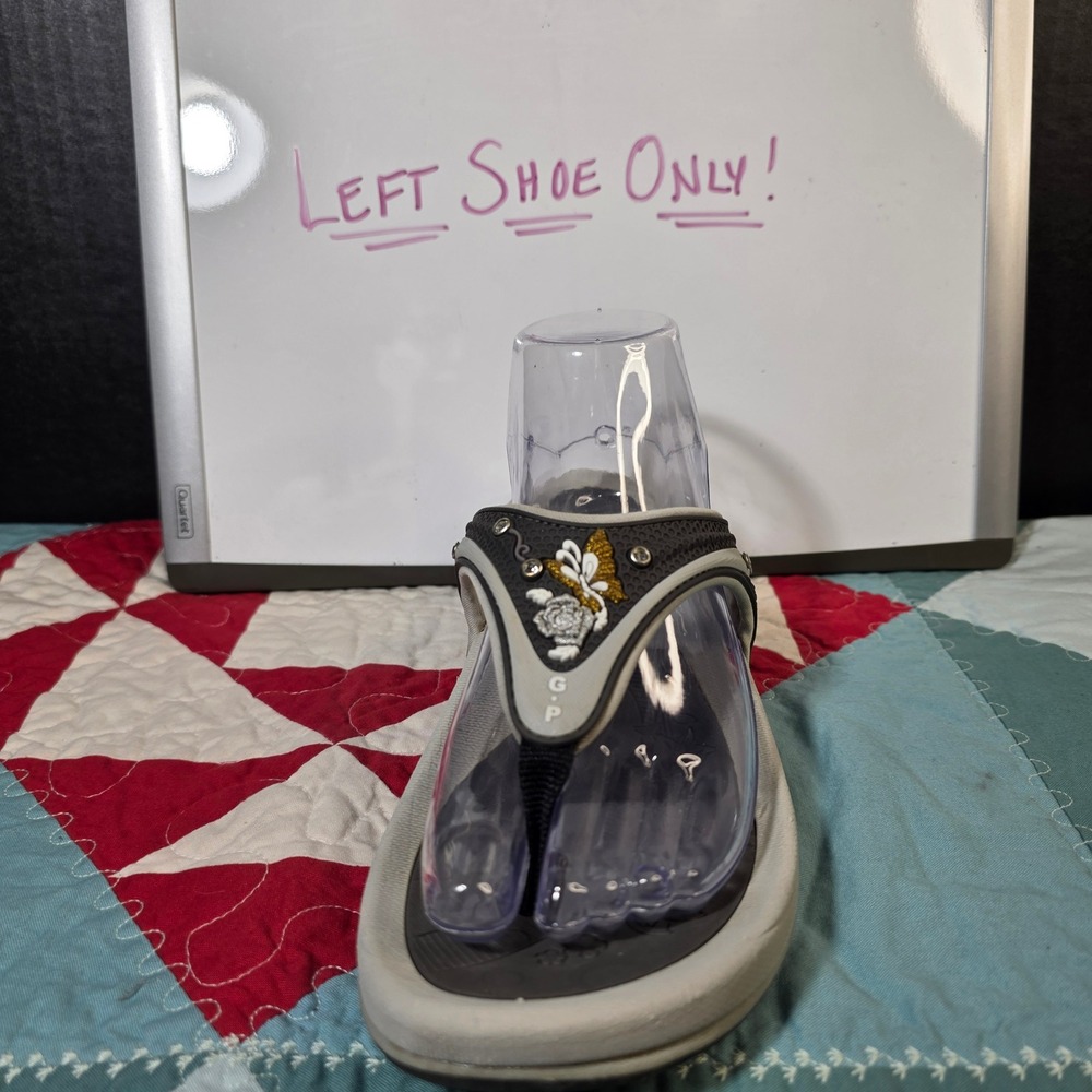 Gold Pigeon Thong Sandal Women Size 39 Gray Flip Flop LEFT SHOE ONLY SINGLETON - Picture 3 of 8